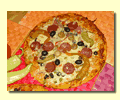 Photograph of slami pizza from wood fired oven.